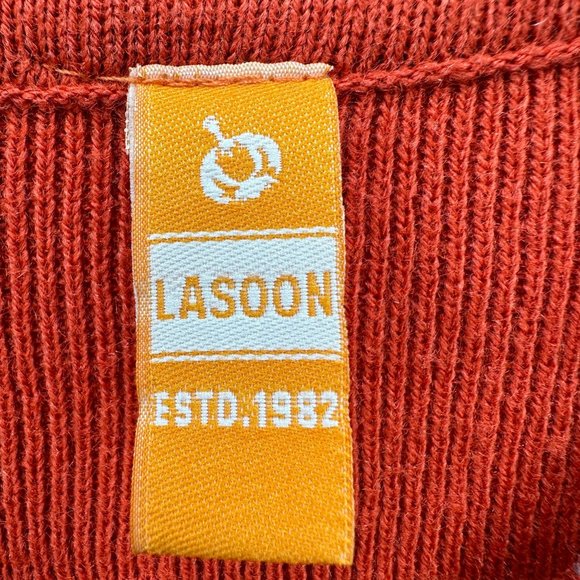 Lasoon Sweater Womens Knit Pullover Long Sleeve Ribbed Crew Neck Orange XS - Picture 8 of 8